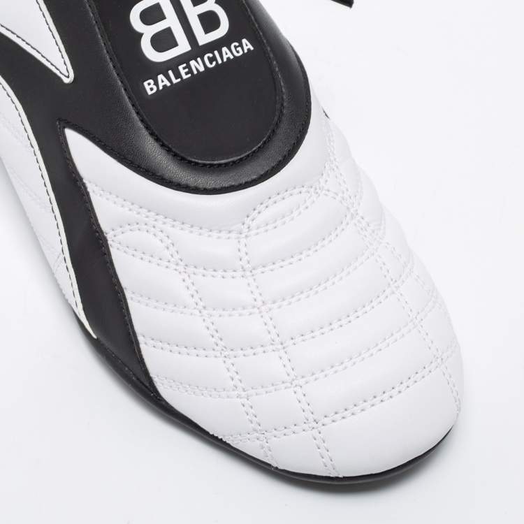 مملوكة مسبقًا Balenciaga White/Black Leather Zen Low Top Sneakers Size 40