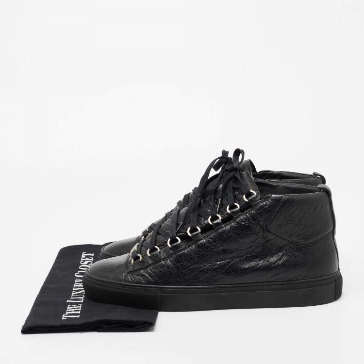 Pre Owned Balenciaga Black Leather Arena High-Top Sneakers Size 41