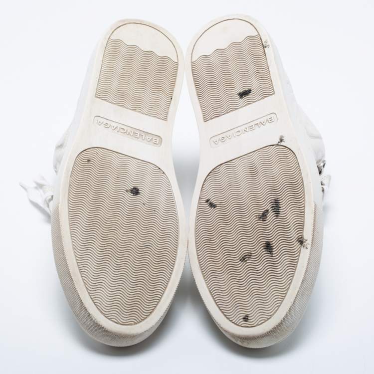 Pre Owned Balenciaga White Crinkled Leather Arena High Top Sneakers Size 41