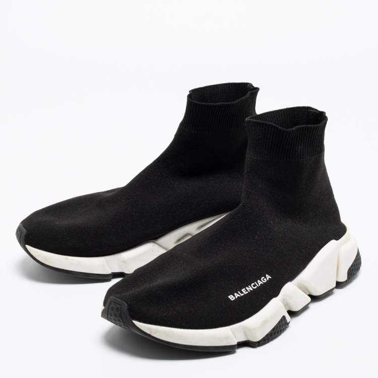 مملوكة مسبقًا  Balenciaga Black Knit Fabric Sock Speed High-Top Sneakers Size 43