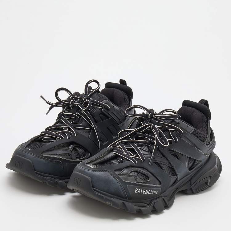 Balenciaga Black Synthetic Leather And Mesh Track Low Top Sneaker 