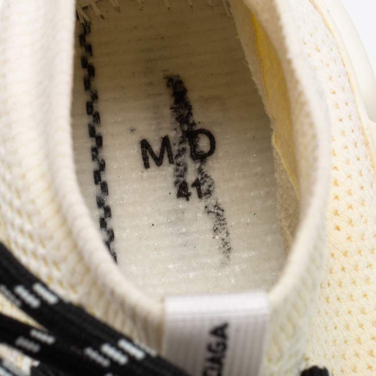 Pre Owned Balenciaga White Knit Fabric Speed High Top Sneakers Size 41 