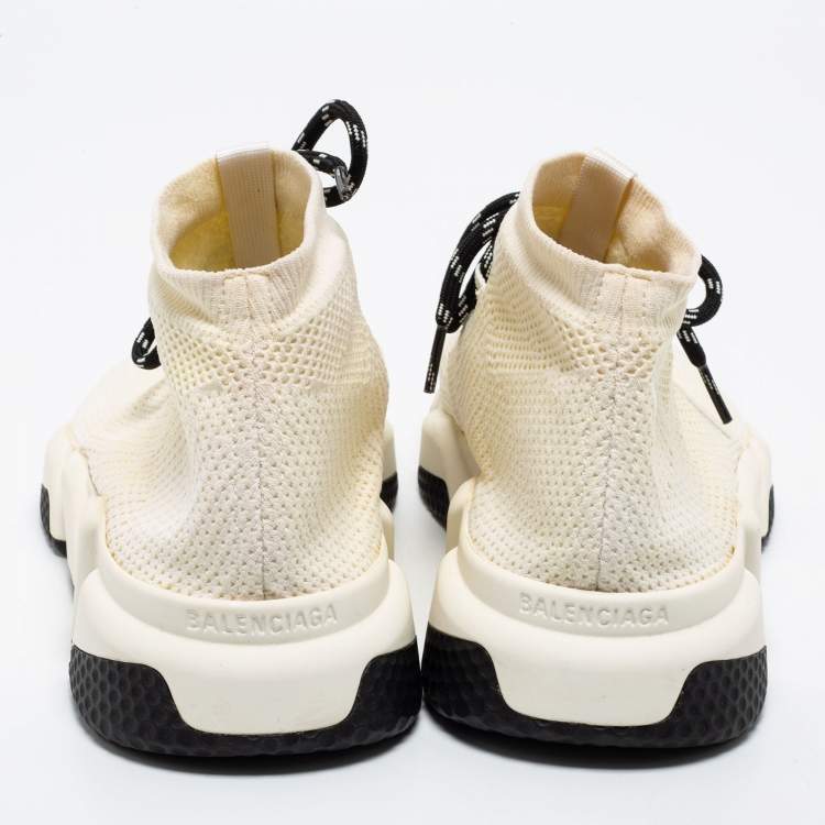 Pre Owned Balenciaga White Knit Fabric Speed High Top Sneakers Size 41 