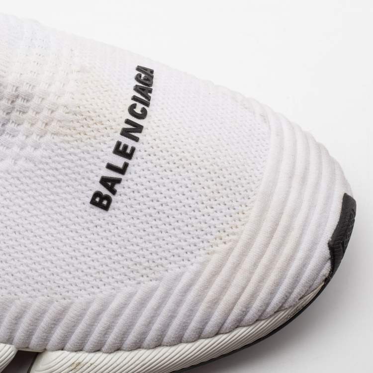 Pre Owned Balenciaga White Knit Fabric Speed Sneakers Size 45