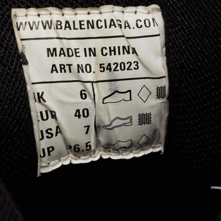 Pre Owned Balenciaga Black Leather And Mesh Track Sneakers Size 40