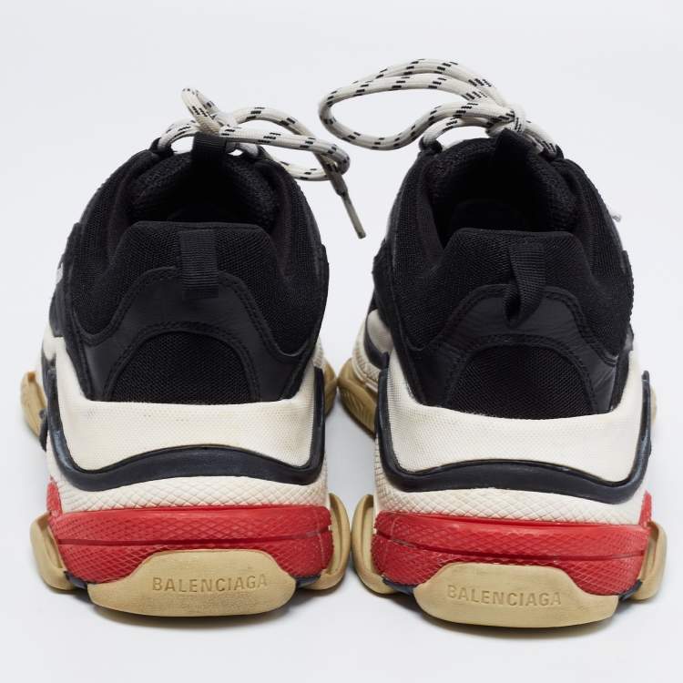 Pre Owned Balenciaga Black Leather and Mesh Triple S Sneaker Size 42 