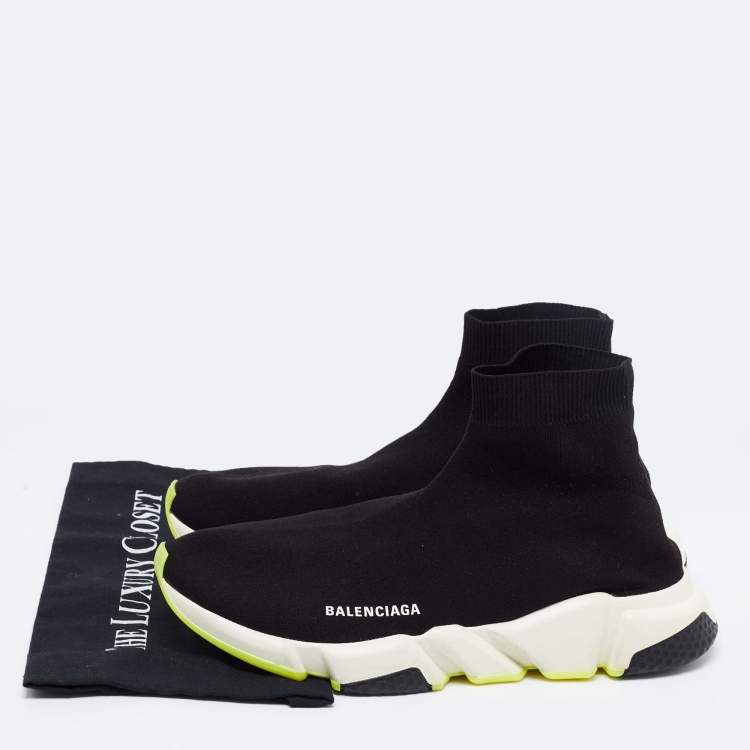 Pre Owned Balenciaga Black Knit Fabric Speed 2.0 High Top Sneakers  Size 45