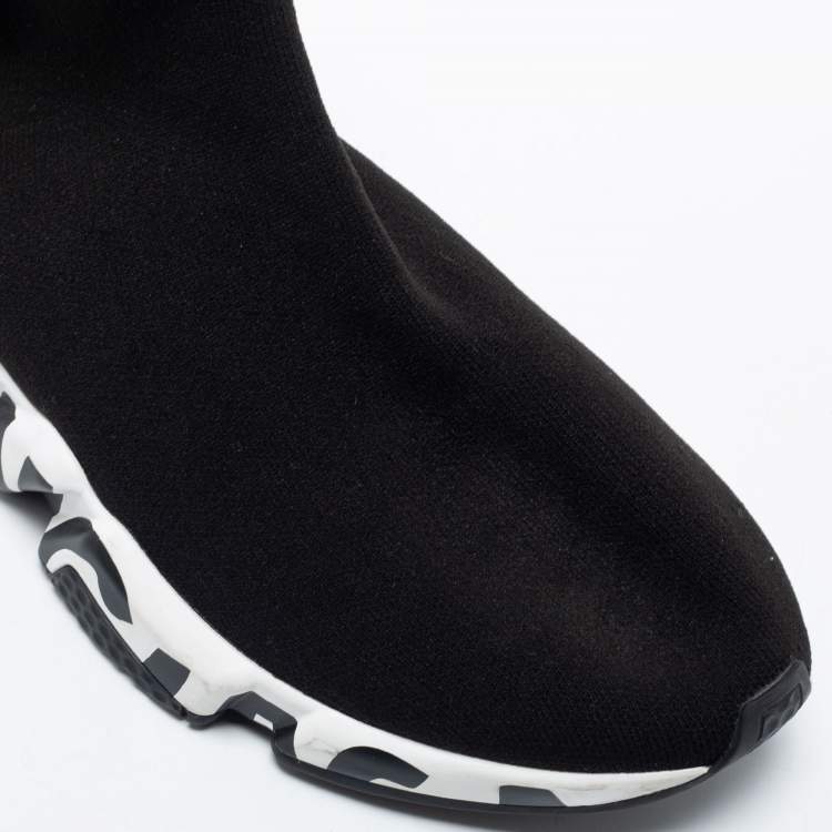 Pre Owned Balenciaga Black Knit Fabric Socks Speed Sneakers Size 42