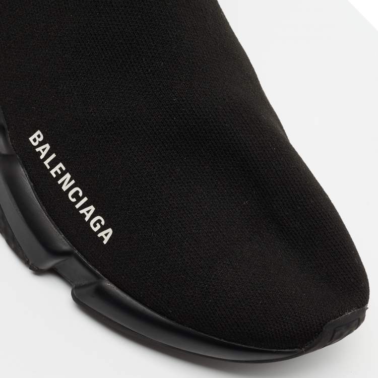 Pre Owned Balenciaga Black Knit Fabric Speed Trainer  Sneakers Size 42