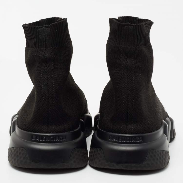 Pre Owned Balenciaga Black Knit Fabric Speed Trainer  Sneakers Size 42