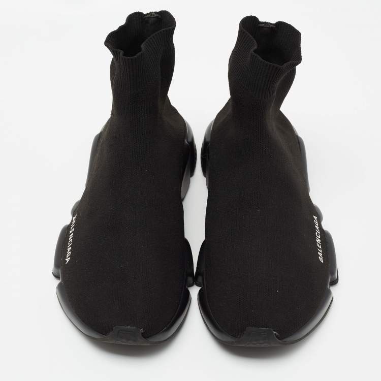 Pre Owned Balenciaga Black Knit Fabric Speed Trainer  Sneakers Size 42