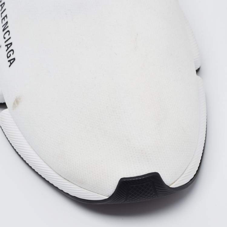 Pre Owned Balenciaga White Knit Fabric Speed Trainer Sneakers Size 44