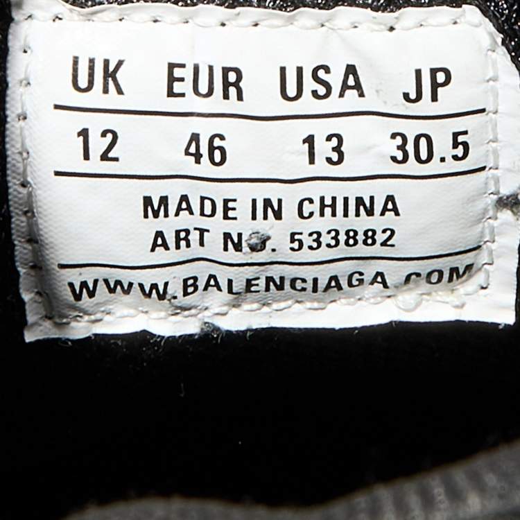 Pre Owned Balenciaga Black Leather and Mesh Triple S Sneakers Size 46