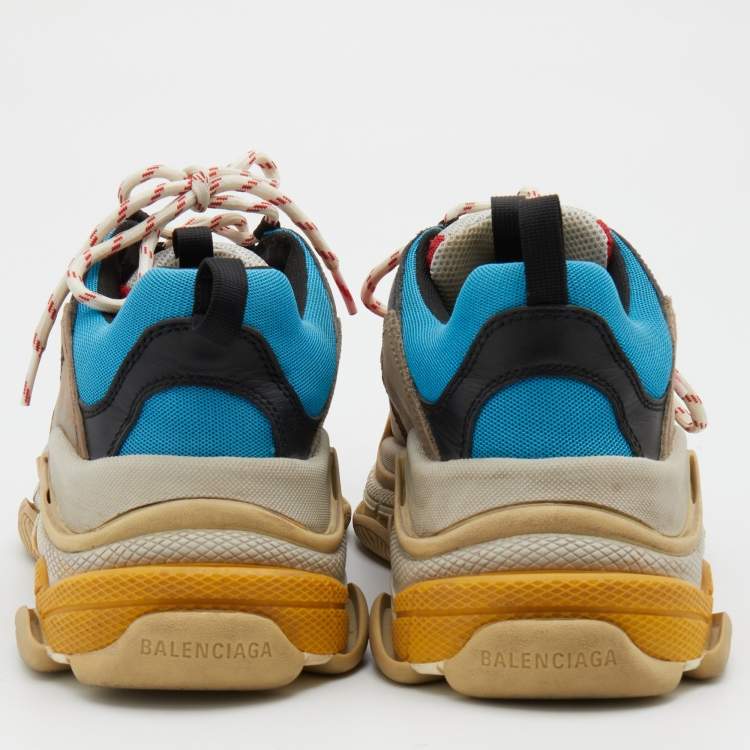 Pre Owned Balenciaga Multicolor Leather and Mesh Triple S Low Top Sneakers Size 42