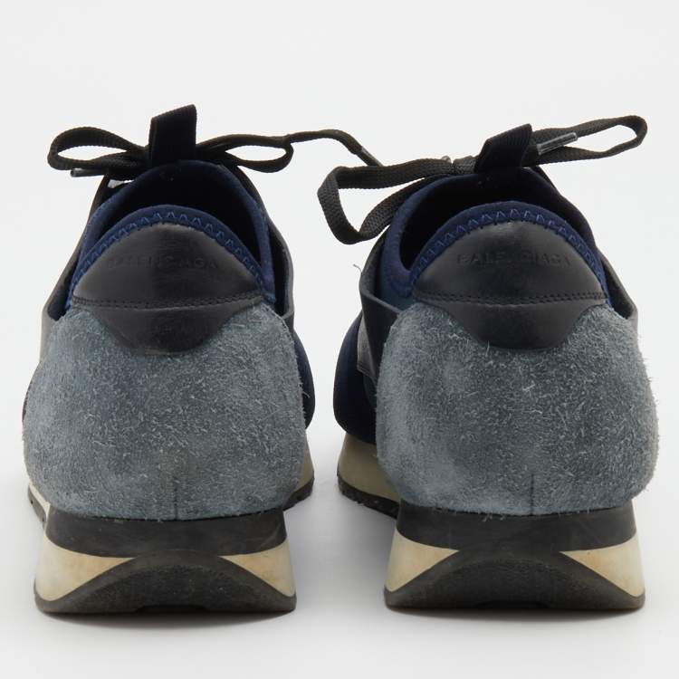 Pre Owned Balenciaga Multicolor Leather and Mesh Race Runner Low Top Sneakers Size 42