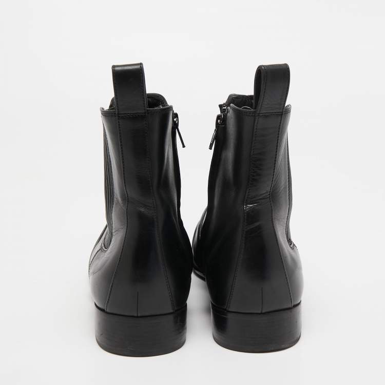 Pre Owned Balenciaga Black Leather Ankle Length Boots Size 42