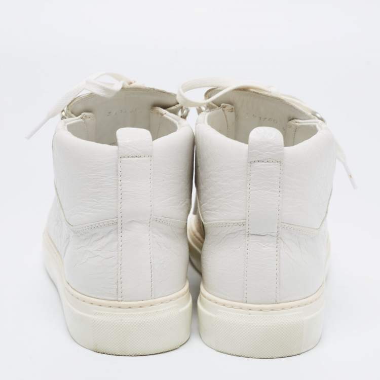 Pre Owned Balenciaga White Crinkled Leather Arena High Top Sneakers Size 40