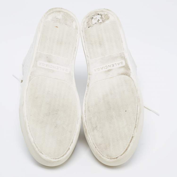 Pre Owned Balenciaga White Crinkled Leather Arena High Top Sneakers Size 40