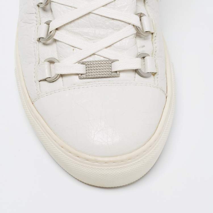 Pre Owned Balenciaga White Crinkled Leather Arena High Top Sneakers Size 40