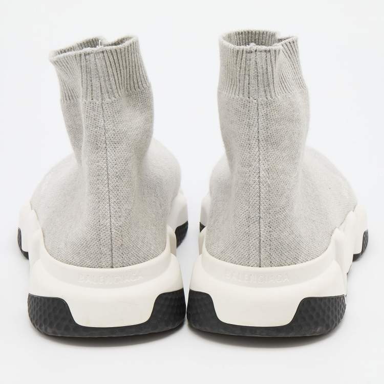 Pre Owned Balenciaga Grey Knit Fabric Speed 2.0 Slip On Sneakers Size 42