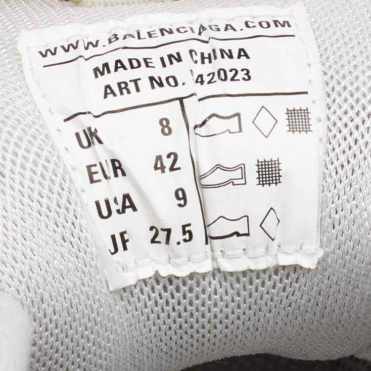 Pre Owned Balenciaga White Mesh and Synthetic Leather Track Sneakers Size 42