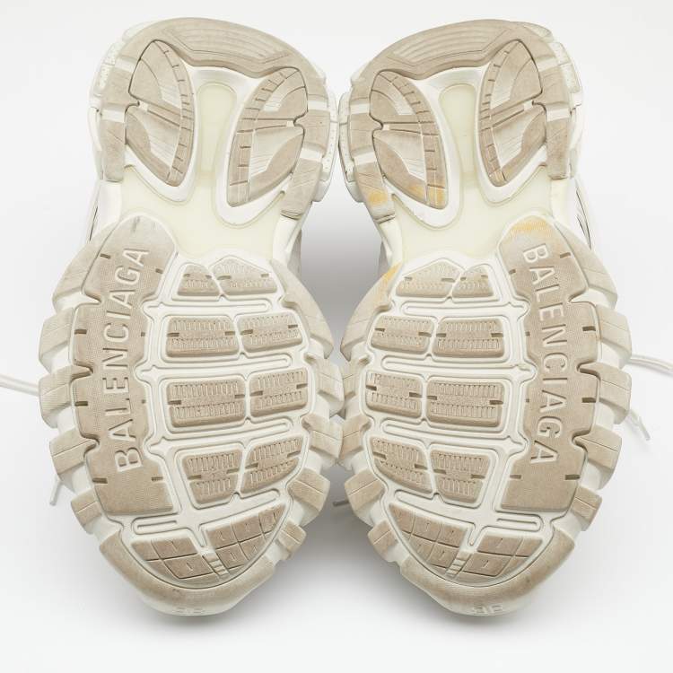 Pre Owned Balenciaga White Mesh and Synthetic Leather Track Sneakers Size 42