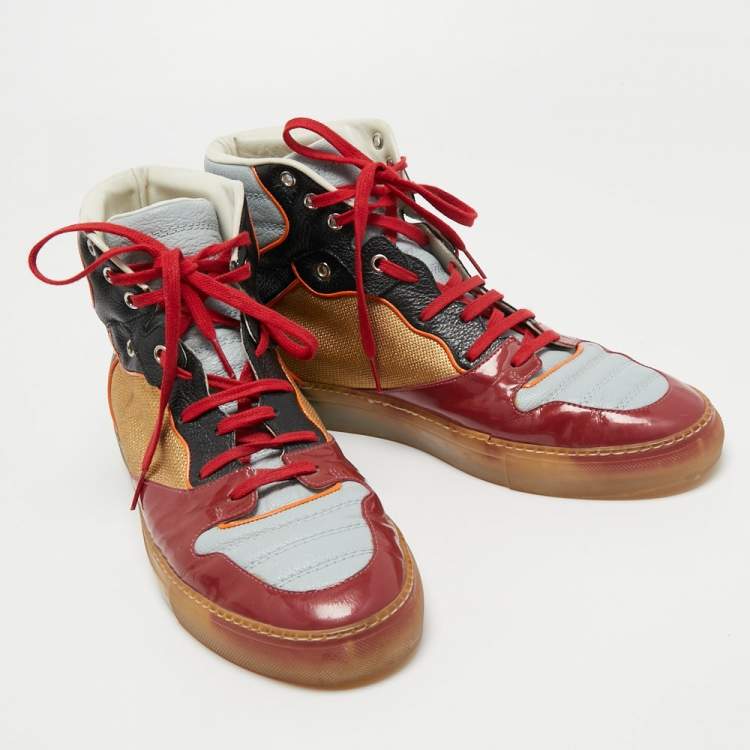 Pre Owned Balenciaga Multicolor Patent and Leather High Top Sneakers Size 44