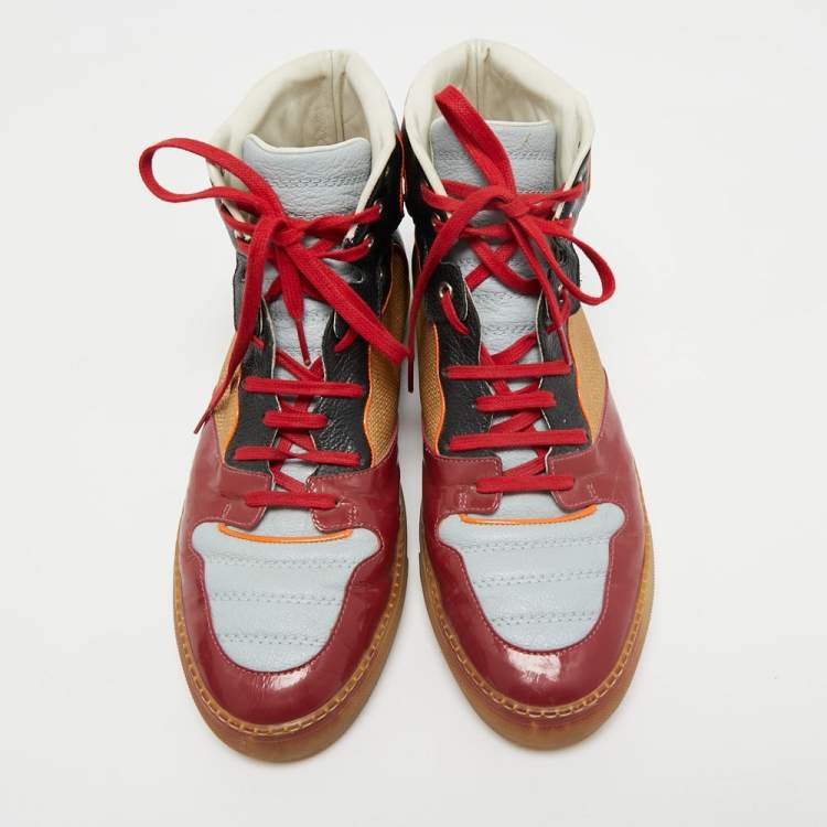 Pre Owned Balenciaga Multicolor Patent and Leather High Top Sneakers Size 44