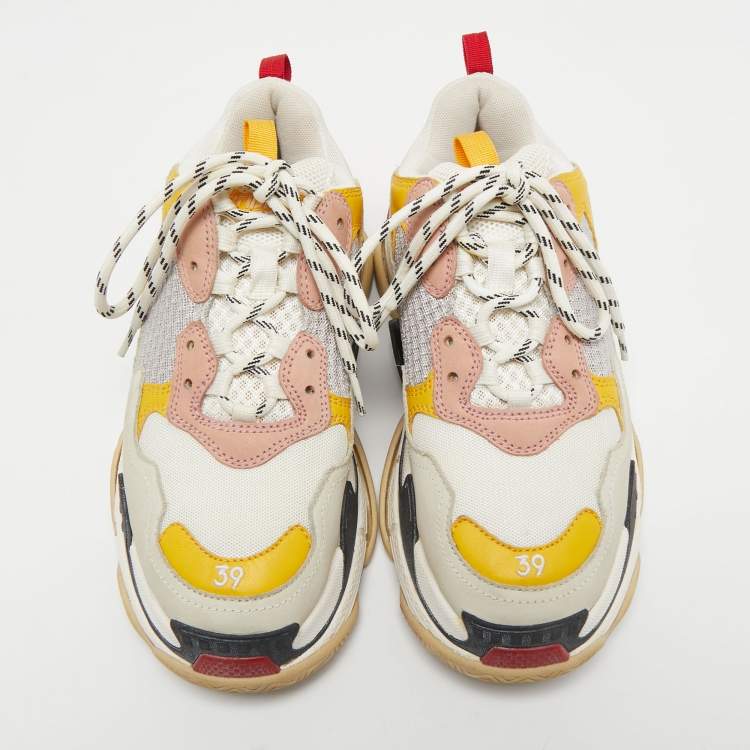Pre Owned Balenciaga Multicolor Mesh and Leather Triple S Sneakers Size 39