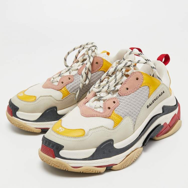 Balenciaga Multicolor Mesh and Leather Triple S Sneakers Size 39