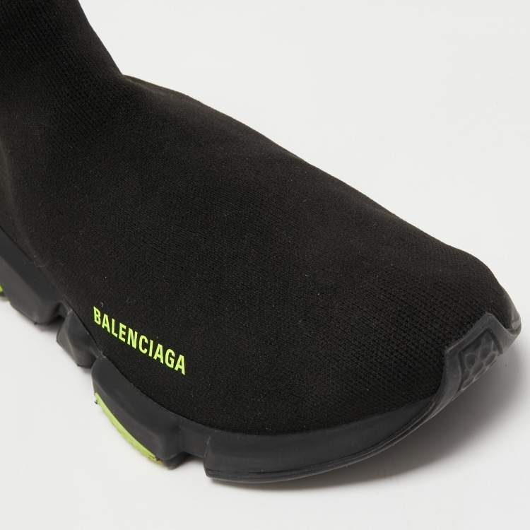 Pre Owned Balenciaga Black Knit Fabric Speed Trainer Sneakers Size 42