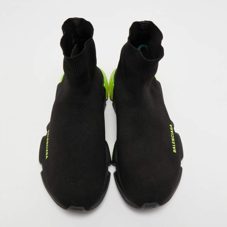 Pre Owned Balenciaga Black Knit Fabric Speed Trainer Sneakers Size 42