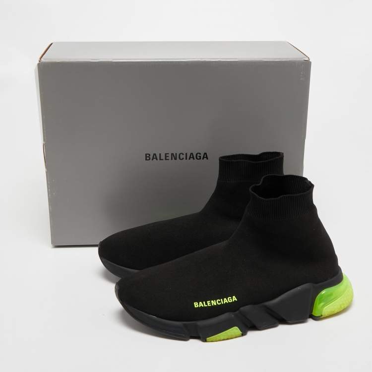 Pre Owned Balenciaga Black Knit Fabric Speed Trainer Sneakers Size 42