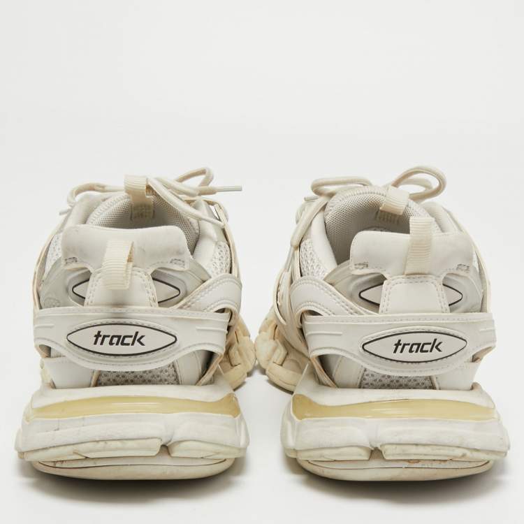 Pre Owned Balenciaga White Mesh and Leather Track Sneakers Size 43