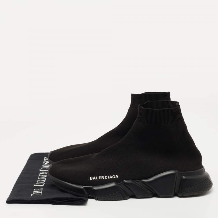 مملوكة مسبقًا Balenciaga Black Knit Fabric Speed Trainer Sneakers Size 42