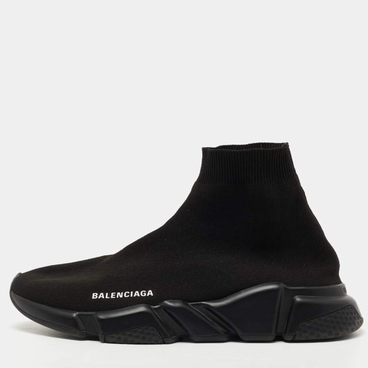 مملوكة مسبقًا Balenciaga Black Knit Fabric Speed Trainer Sneakers Size 42
