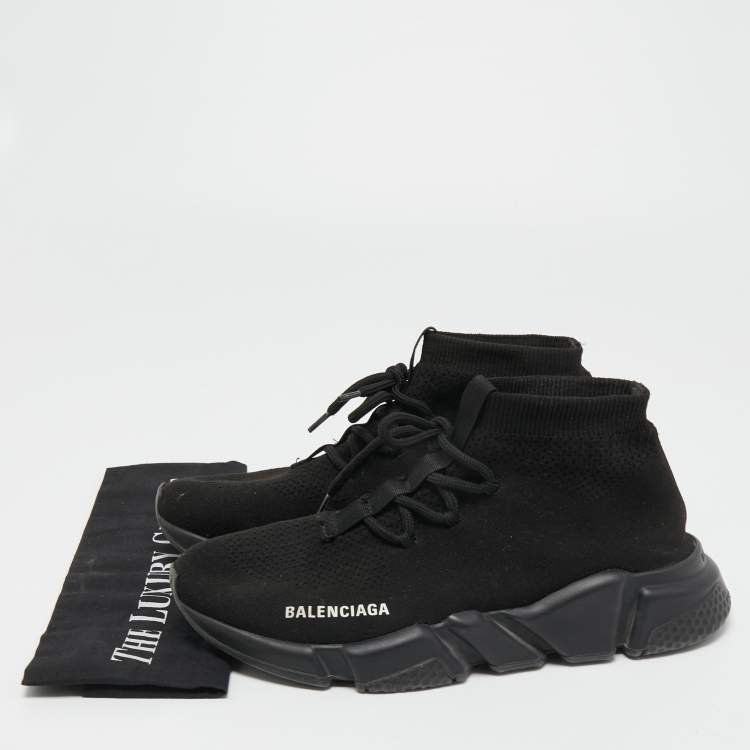 Pre Owned Balenciaga Black Knit Fabric Speed Sneaker Size 40 