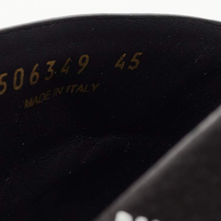 Pre Owned Balenciaga Black Logo Print Leather Slides Size 45