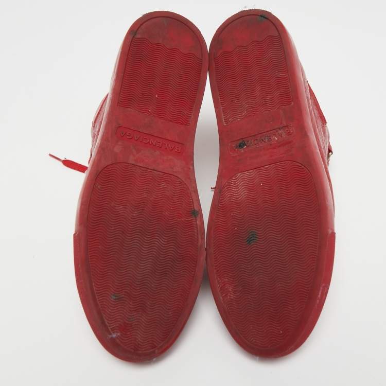 Pre Owned Balenciaga Red Leather Arena High Top Sneakers Size 41
