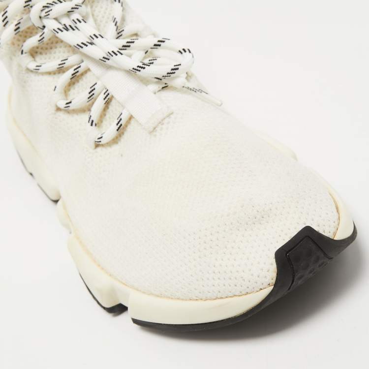 Pre Owned Balenciaga White Knit Fabric Speed Sock High Top Sneakers Size 45