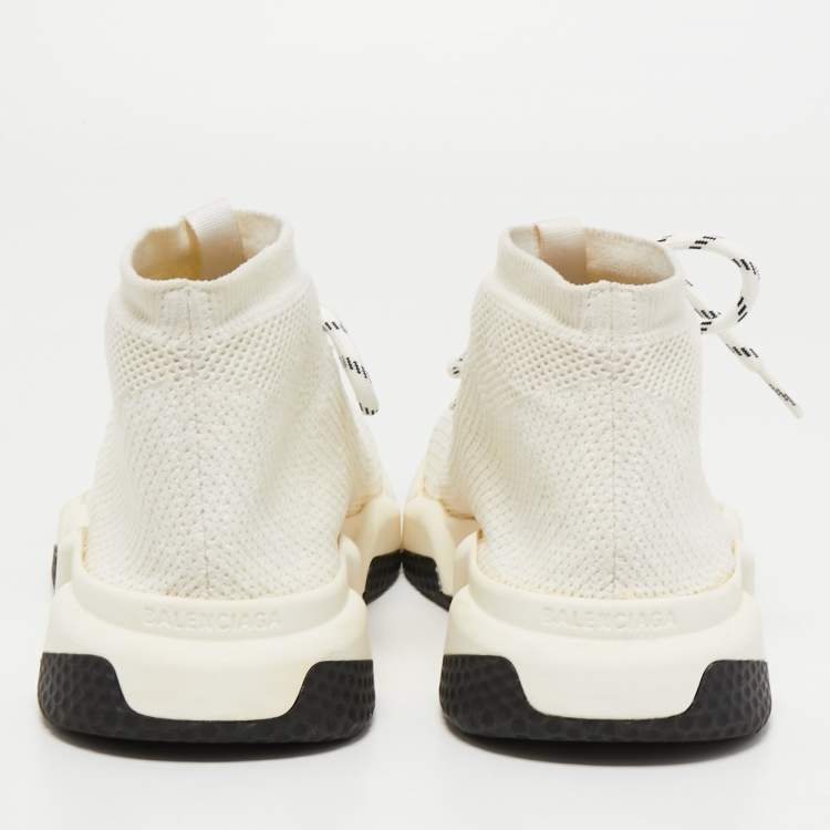 Pre Owned Balenciaga White Knit Fabric Speed Sock High Top Sneakers Size 45