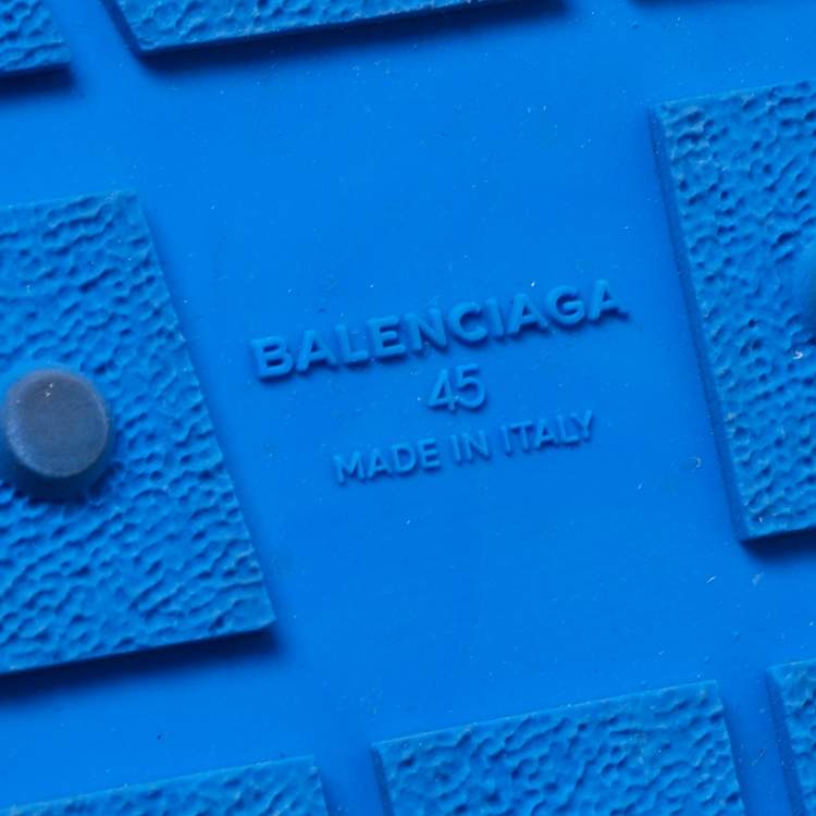 Pre Owned Balenciaga Blue Leather and Mesh Race Runner Sneakers Size 45
