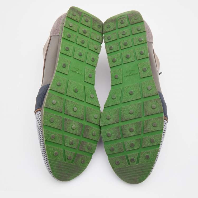 Pre Owned Balenciaga Multicolor Leather, Suede and Mesh Race Runner Sneakers Size 45