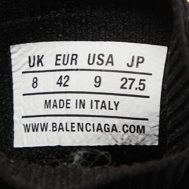 Pre Owned Balenciaga Black Knit Fabric Speed Trainer High Top Sneakers Size 42