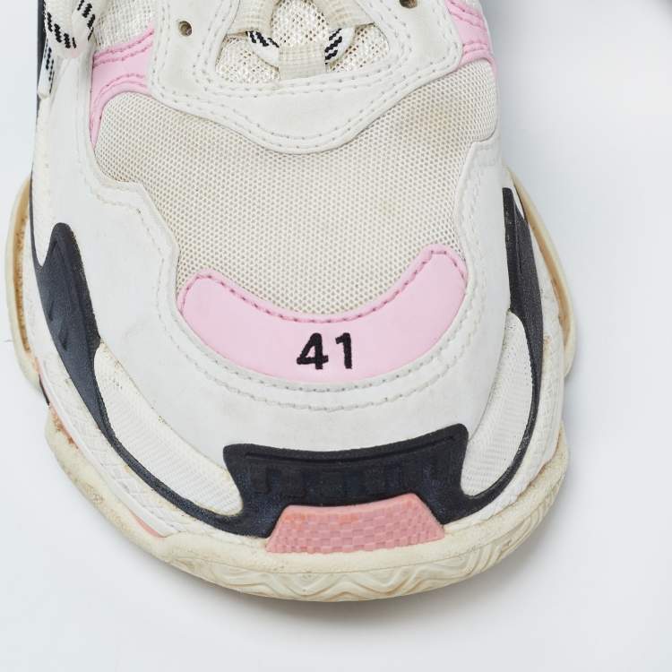 Pre Owned Balenciaga Multicolor Leather and Fabric Triple S Sneakers Size 41