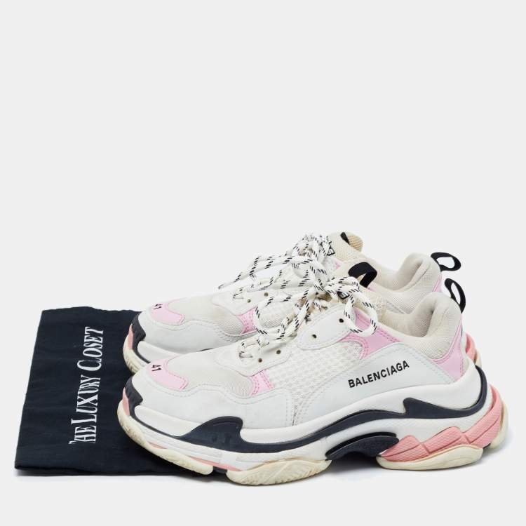 Pre Owned Balenciaga Multicolor Leather and Fabric Triple S Sneakers Size 41