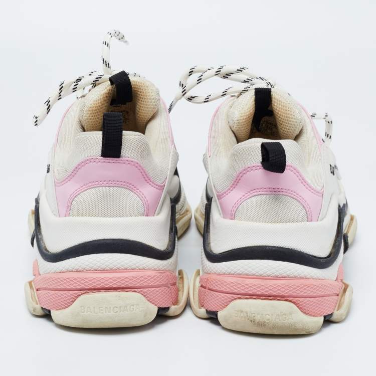 Pre Owned Balenciaga Multicolor Leather and Fabric Triple S Sneakers Size 41