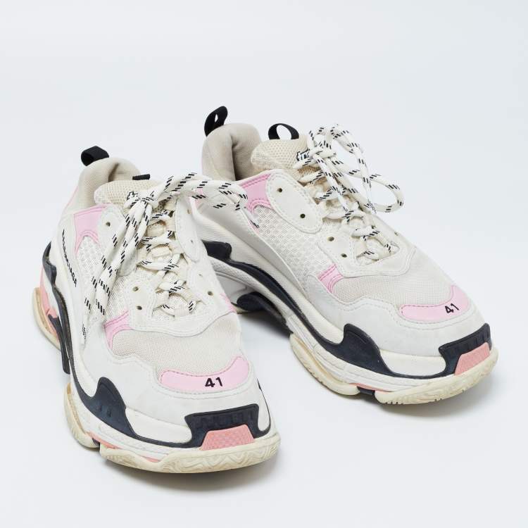 Pre Owned Balenciaga Multicolor Leather and Fabric Triple S Sneakers Size 41