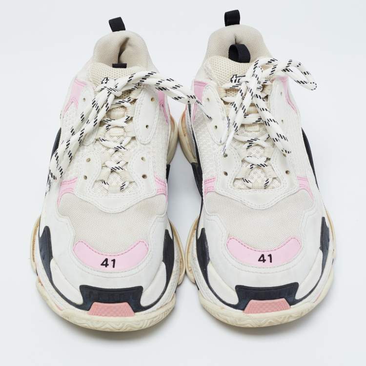 Pre Owned Balenciaga Multicolor Leather and Fabric Triple S Sneakers Size 41
