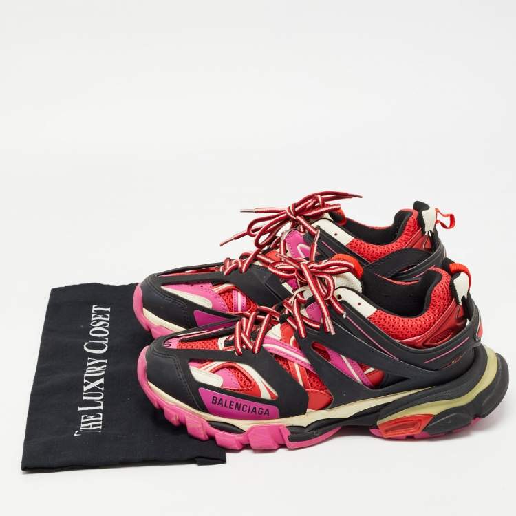 Pre Owned Balenciaga Tricolor Leather and Mesh Track Sneakers Size 40